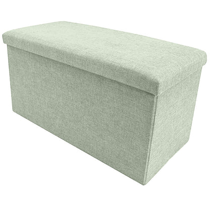 Large Capacity Multipurpose Foldable Linen Storage Ottoman Footrest Stool (Sage)