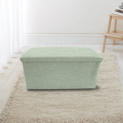 Large Capacity Multipurpose Foldable Linen Storage Ottoman Footrest Stool (Sage)