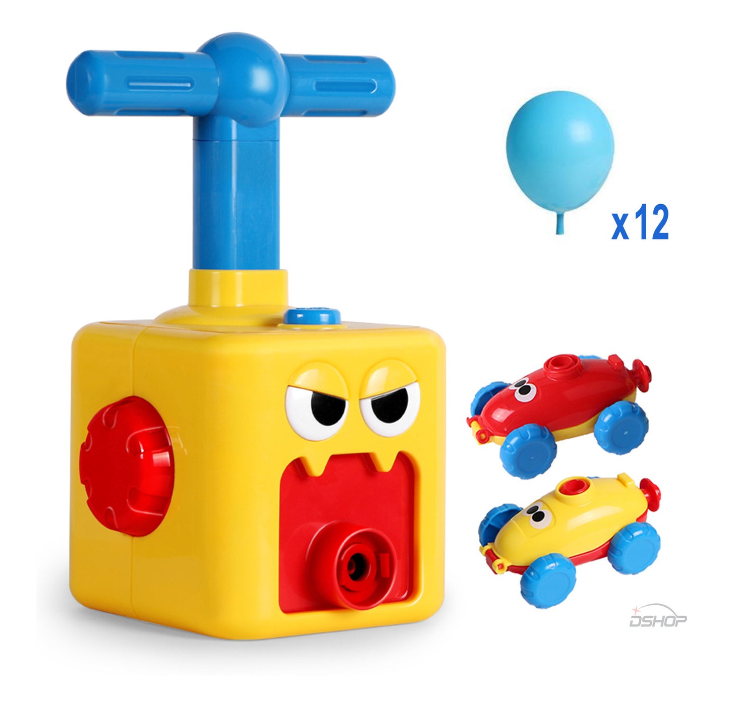 Balloon Powered Car Launcher Toy Set with 12 Balloons