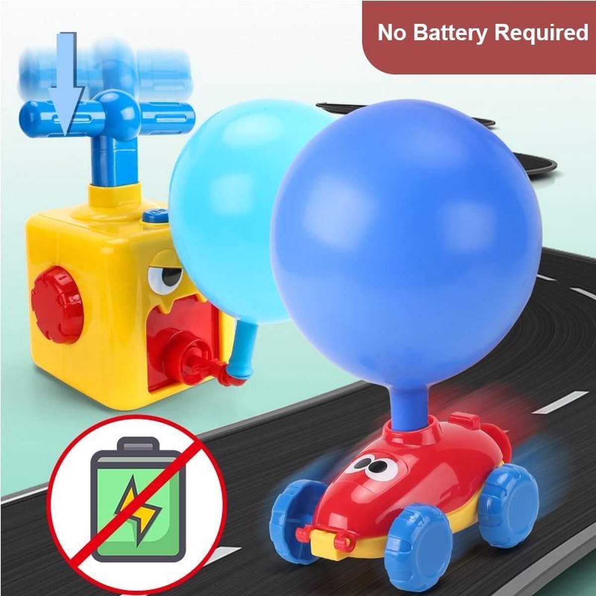 Balloon Powered Car Launcher Toy Set with 12 Balloons