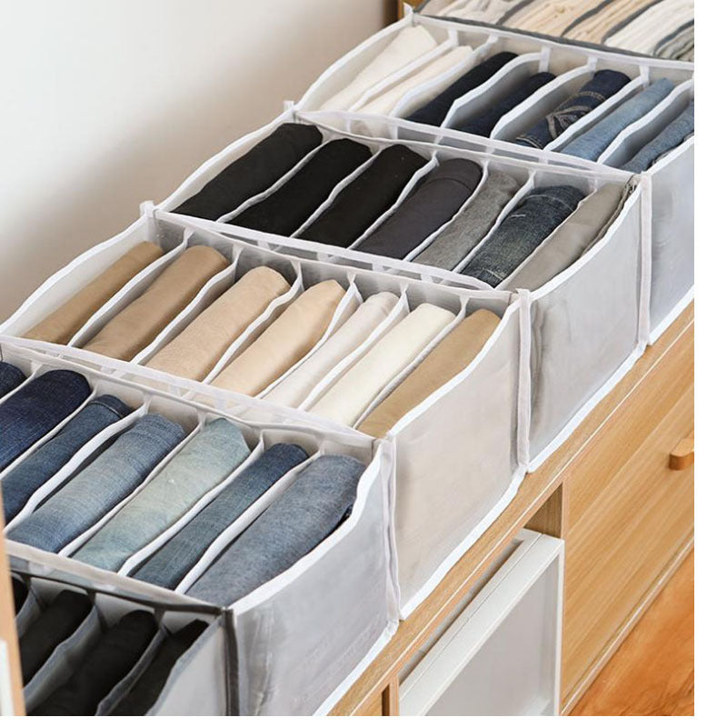 Large 7-Grid Compartments Wardrobe Clothes Organiser Jeans Storage Box