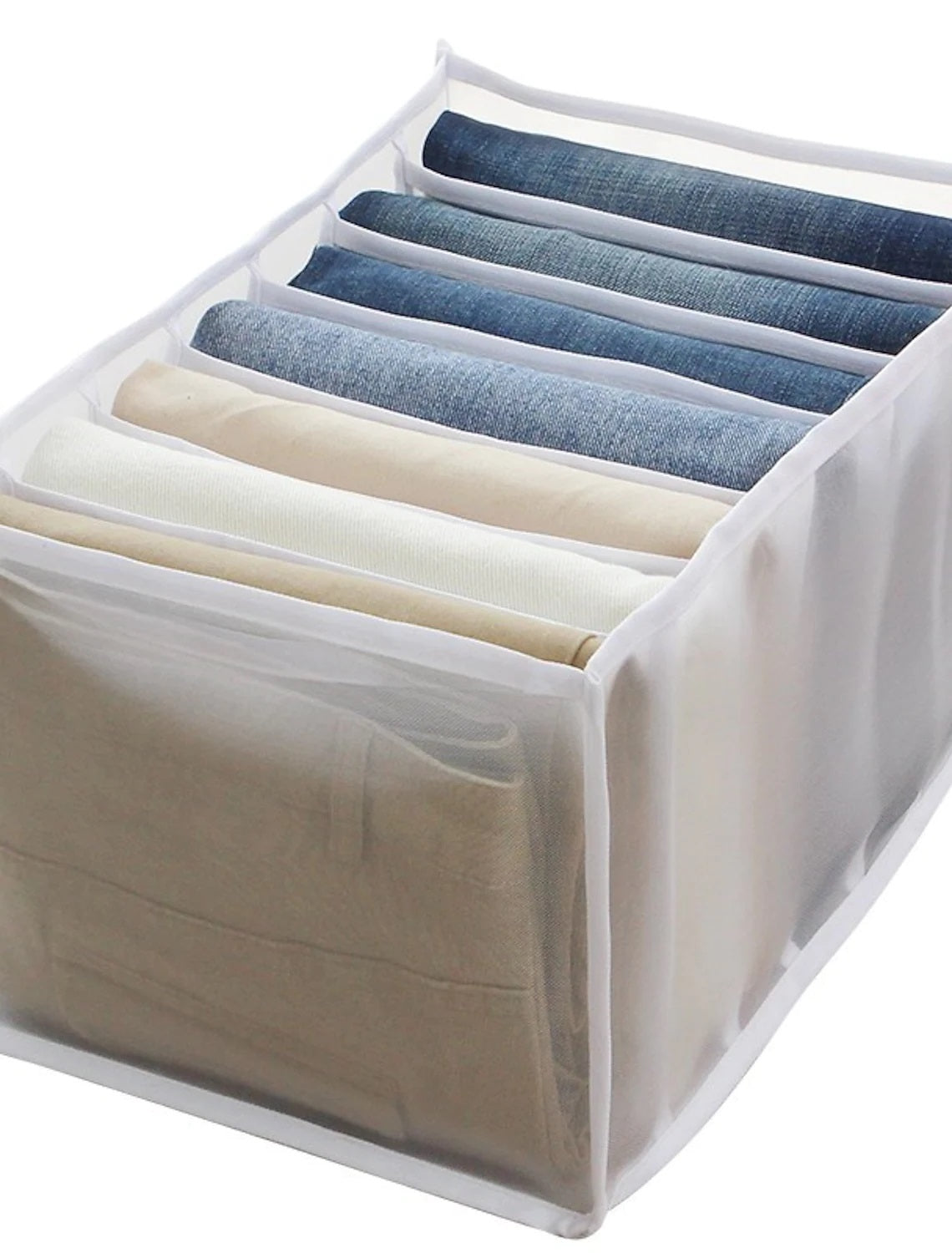 Large 7-Grid Compartments Wardrobe Clothes Organiser Jeans Storage Box