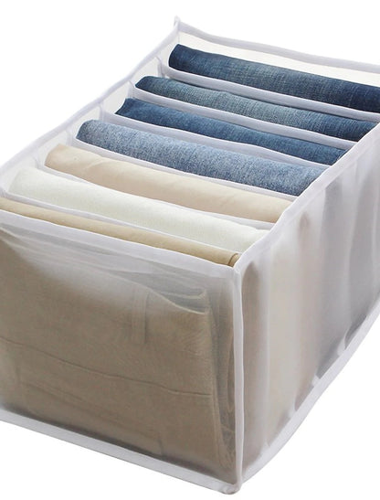 Large 7-Grid Compartments Wardrobe Clothes Organiser Jeans Storage Box