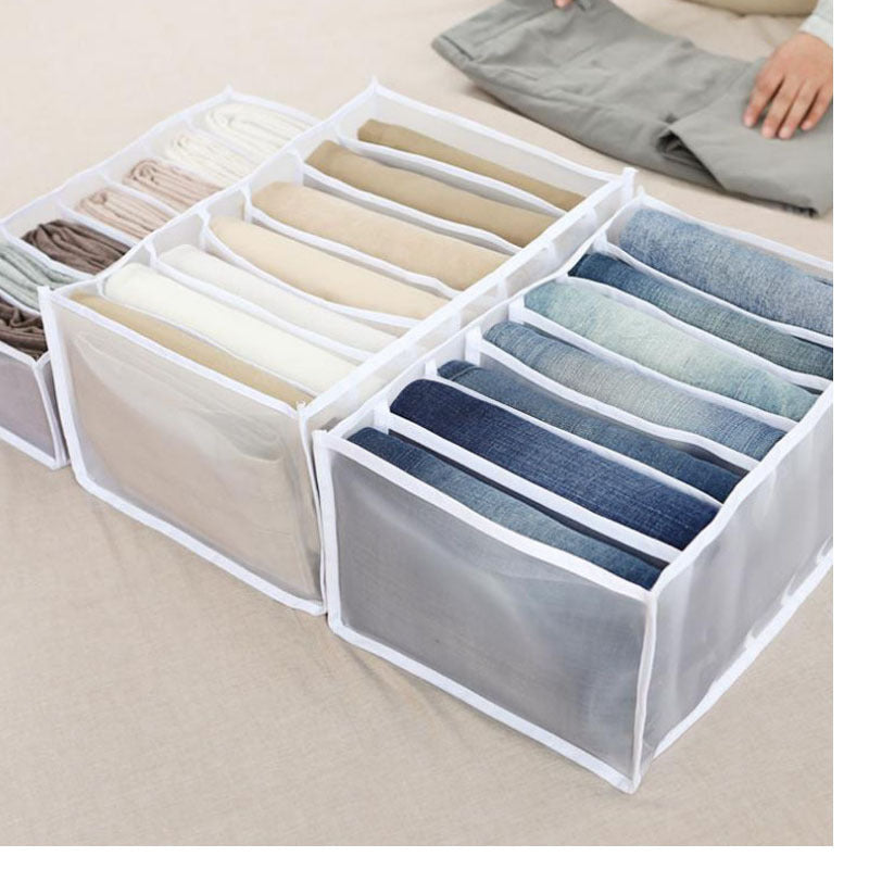 Large 7-Grid Compartments Wardrobe Clothes Organiser Jeans Storage Box