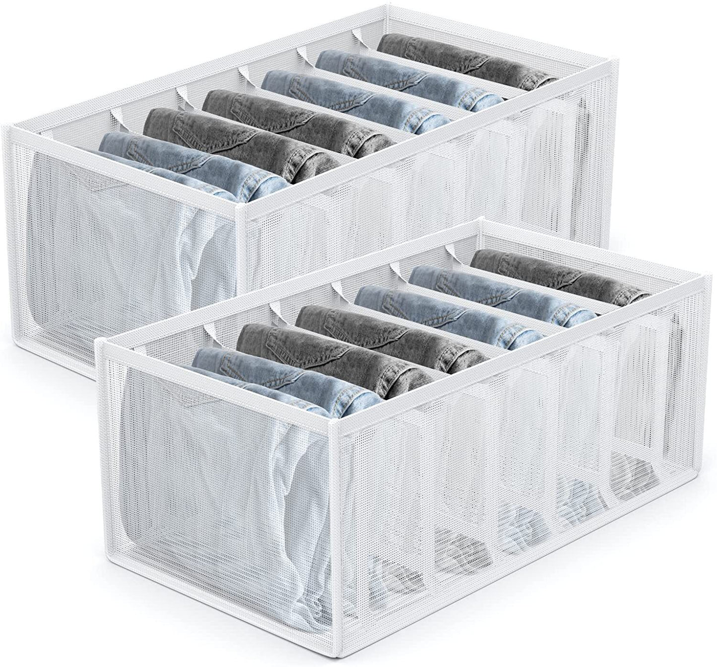 Large 7-Grid Compartments Wardrobe Clothes Organiser Jeans Storage Box