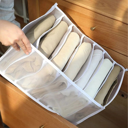 Large 7-Grid Compartments Wardrobe Clothes Organiser Jeans Storage Box