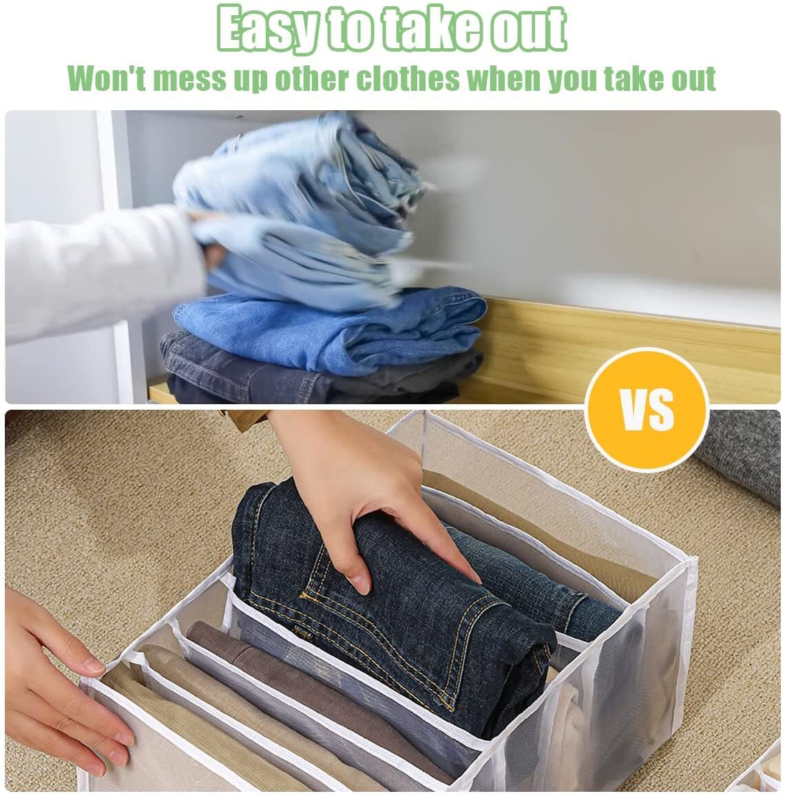 Large 7-Grid Compartments Wardrobe Clothes Organiser Jeans Storage Box