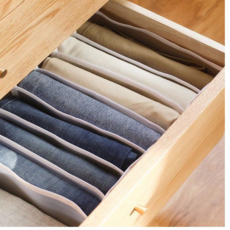 Large 7-Grid Compartments Wardrobe Clothes Organiser Jeans Storage Box