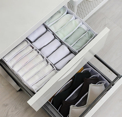 7-Grid Compartments Wardrobe Clothes Organiser Leggings T-shirts Storage Box