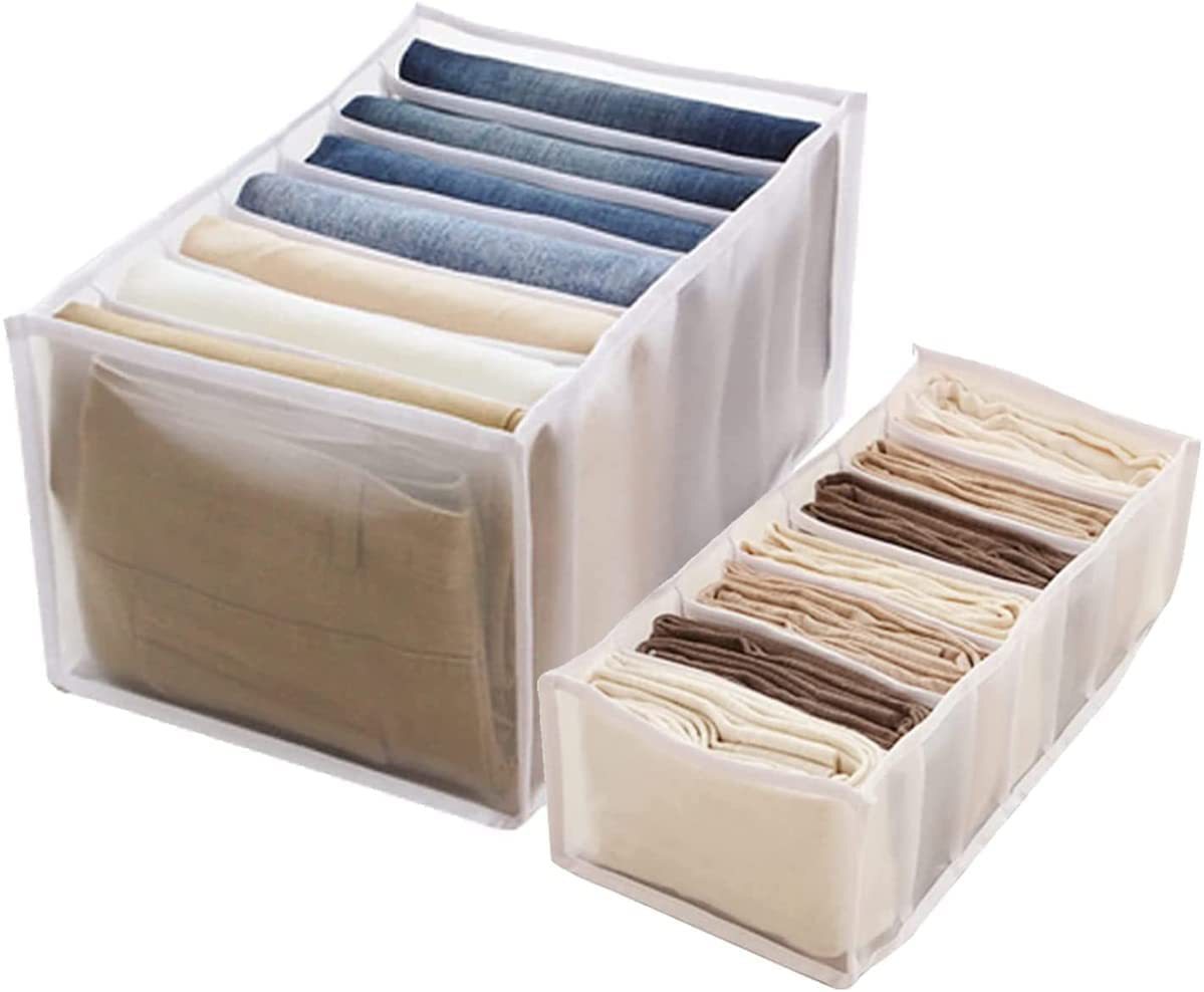 7-Grid Compartments Wardrobe Clothes Organiser Leggings T-shirts Storage Box