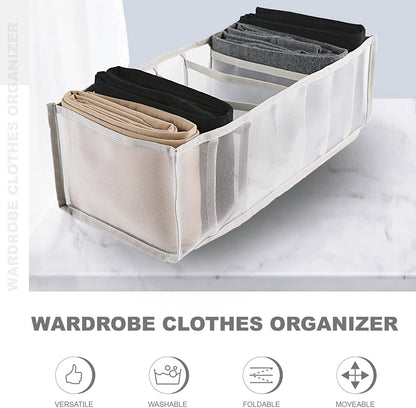 7-Grid Compartments Wardrobe Clothes Organiser Leggings T-shirts Storage Box