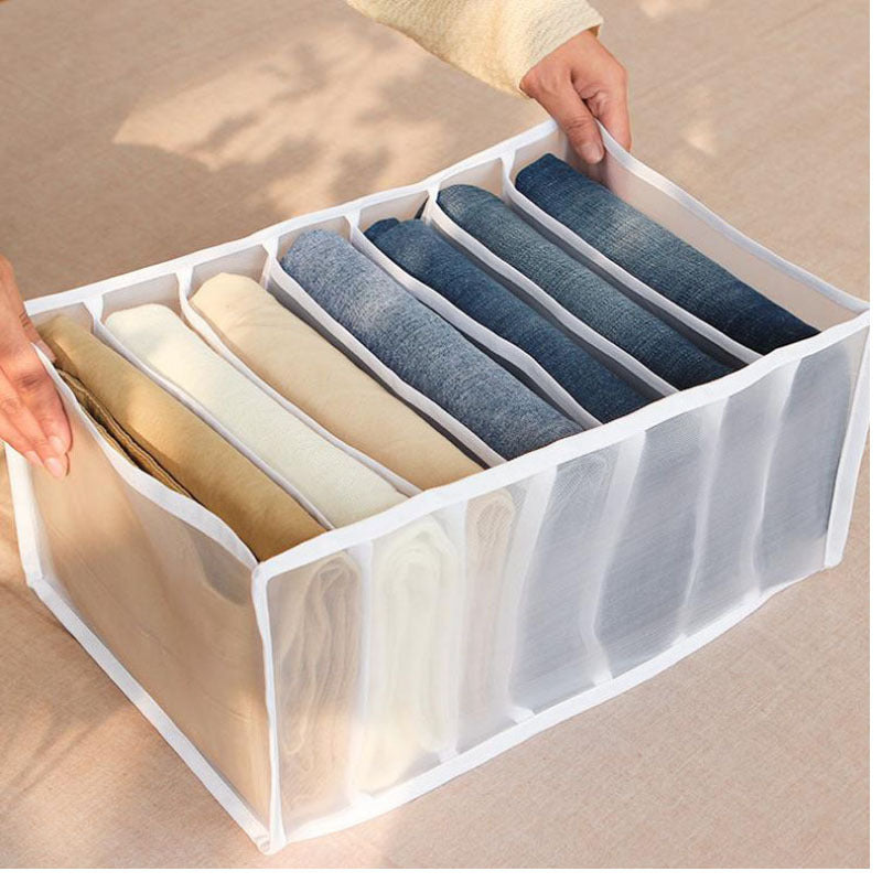 2-Piece Set Compartments Wardrobe Clothes Organiser Jeans T-shirts Storage Box