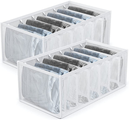 2-Piece Set Compartments Wardrobe Clothes Organiser Jeans T-shirts Storage Box