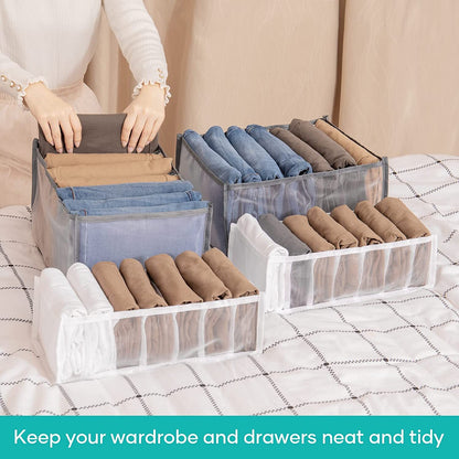 2-Piece Set Compartments Wardrobe Clothes Organiser Jeans T-shirts Storage Box