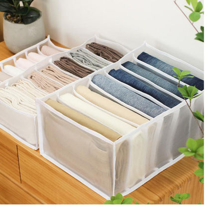 2-Piece Set Compartments Wardrobe Clothes Organiser Jeans T-shirts Storage Box