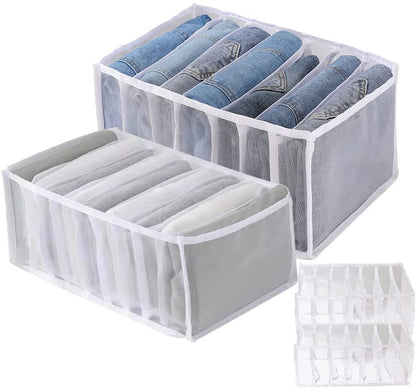 2-Piece Set Compartments Wardrobe Clothes Organiser Jeans T-shirts Storage Box