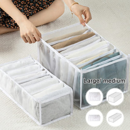 2-Piece Set Compartments Wardrobe Clothes Organiser Jeans T-shirts Storage Box