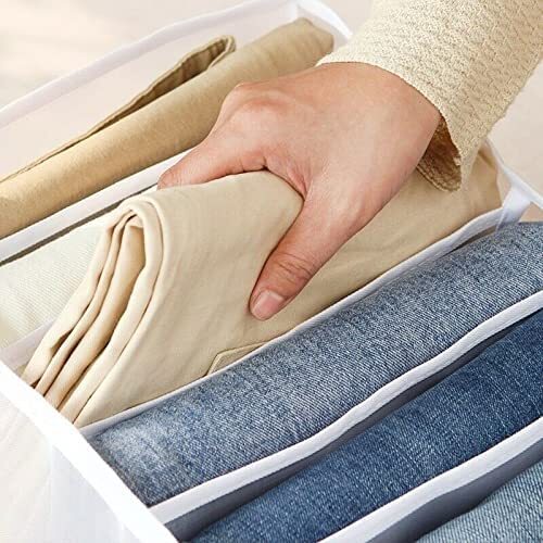 2-Piece Set Compartments Wardrobe Clothes Organiser Jeans T-shirts Storage Box