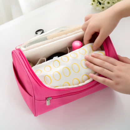 Travel Essential Hanging Toiletry Bag Storage Organiser (Pink)