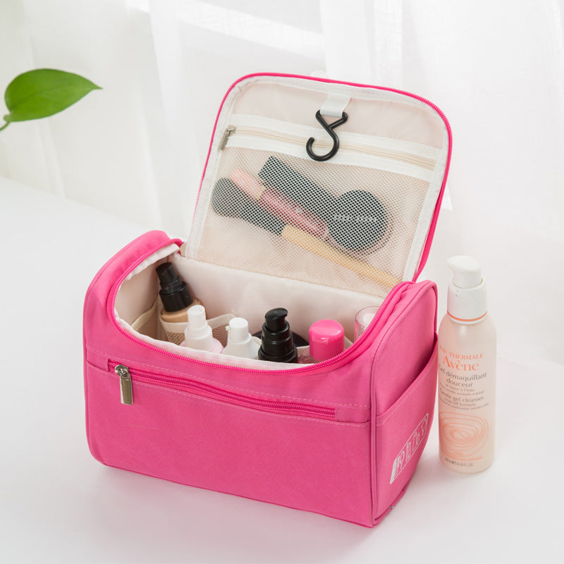 Travel Essential Hanging Toiletry Bag Storage Organiser (Pink)