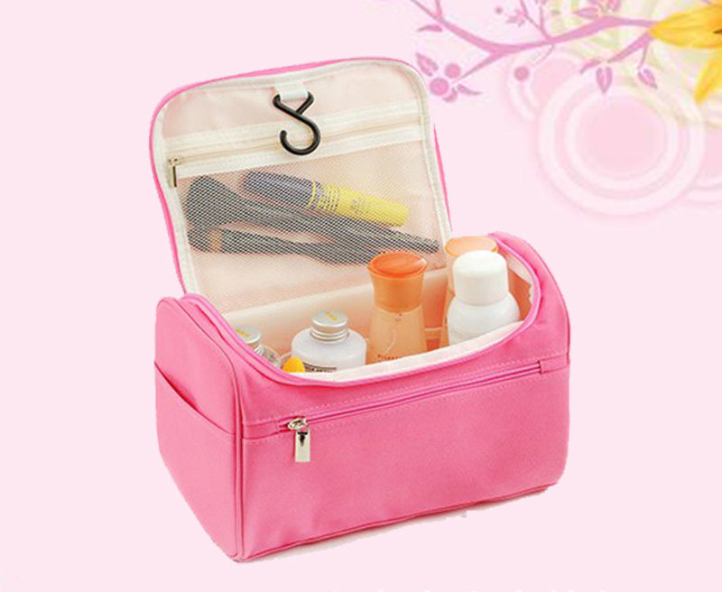 Travel Essential Hanging Toiletry Bag Storage Organiser (Pink)