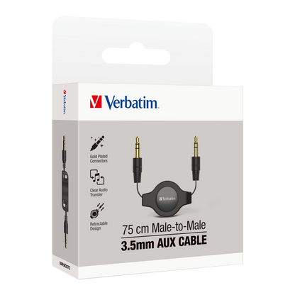 Verbatim 3.5mm Aux Audio Cable Retractable