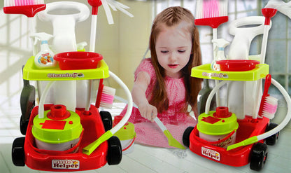 Little Helper Kids Cleaning Vacuum Trolley Pretend Play Toy Set