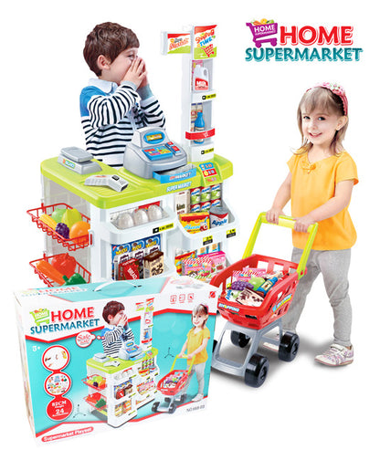 Deluxe Supermarket Toy Play Set with Shopping Trolley