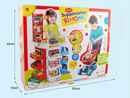 Deluxe Supermarket Toy Set with Shopping Trolley