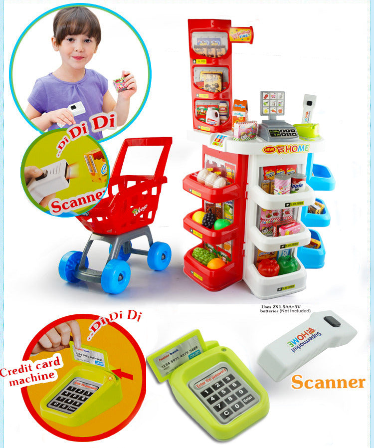 Deluxe Supermarket Toy Set with Shopping Trolley