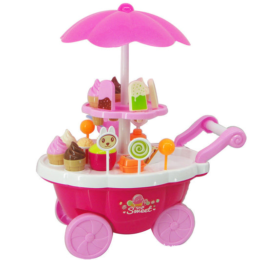 Dessert Trolley Mini Ice Cream Cart Pretend Food Toy Play Set