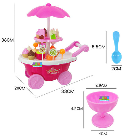 Dessert Trolley Mini Ice Cream Cart Pretend Food Toy Play Set