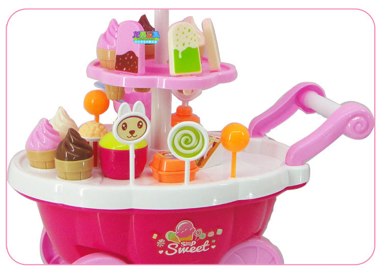 Dessert Trolley Mini Ice Cream Cart Pretend Food Toy Play Set