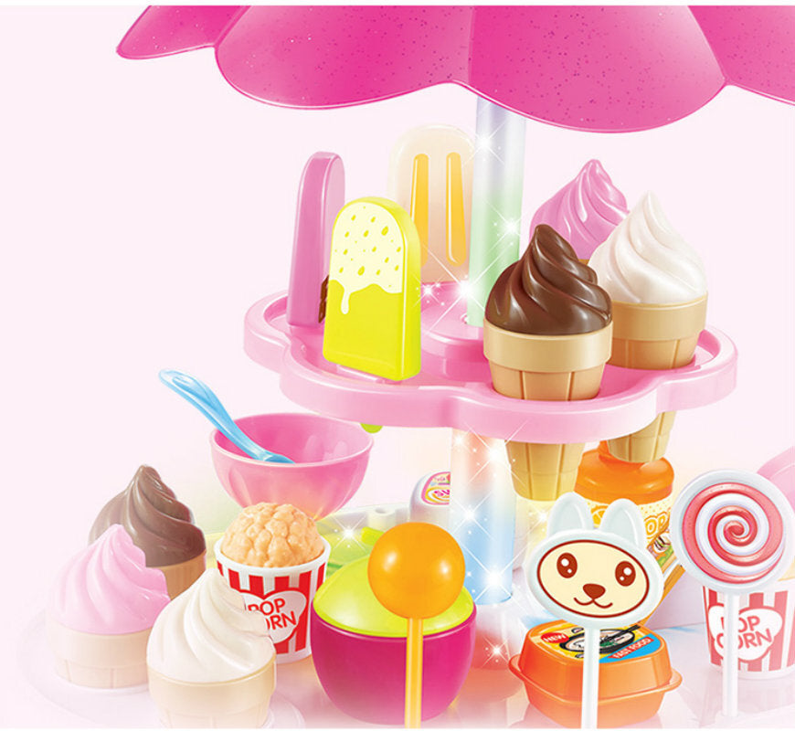 Dessert Trolley Mini Ice Cream Cart Pretend Food Toy Play Set