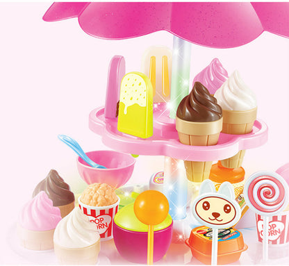 Dessert Trolley Mini Ice Cream Cart Pretend Food Toy Play Set