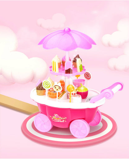 Dessert Trolley Mini Ice Cream Cart Pretend Food Toy Play Set