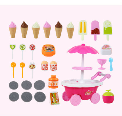 Dessert Trolley Mini Ice Cream Cart Pretend Food Toy Play Set