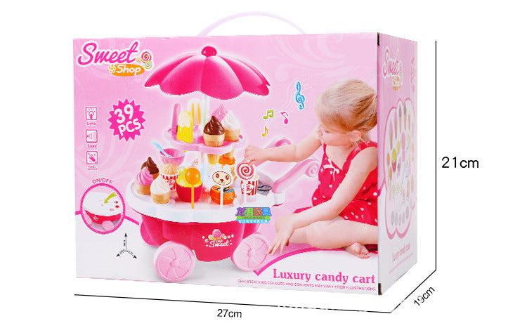 Dessert Trolley Mini Ice Cream Cart Pretend Food Toy Play Set