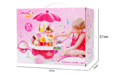 Dessert Trolley Mini Ice Cream Cart Pretend Food Toy Play Set