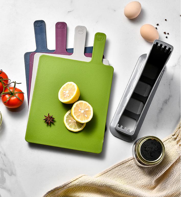 4-Piece Set Colour Coded Chopping Cutting Boards with Stand