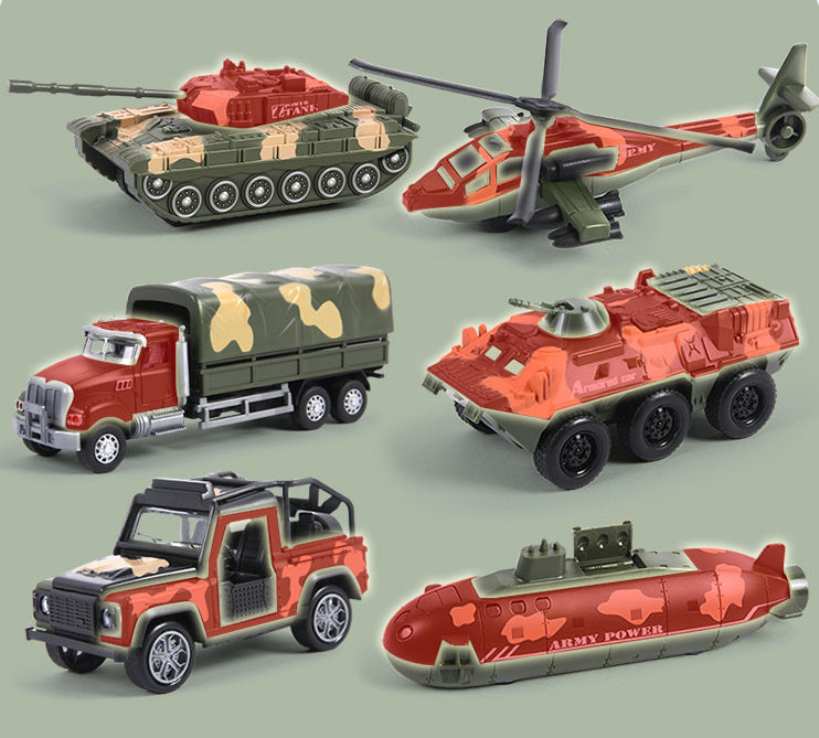 6 PCS Military Toy Set Army Vehicles Cars Helicopter Submarine Set Metal Toys