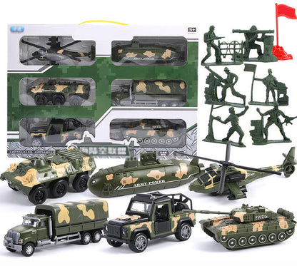 6 PCS Military Toy Set Army Vehicles Cars Helicopter Submarine Set Metal Toys