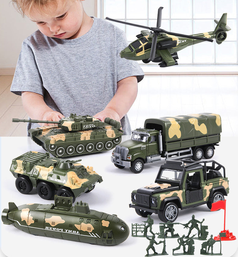 6 PCS Military Toy Set Army Vehicles Cars Helicopter Submarine Set Metal Toys