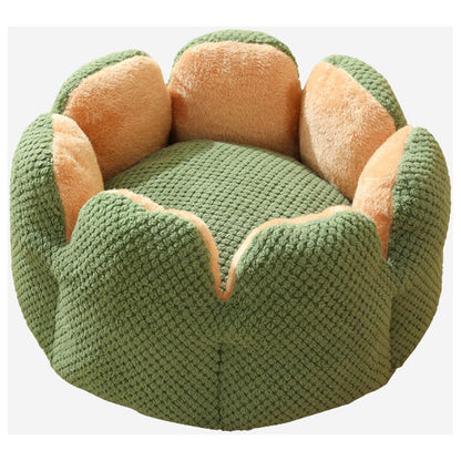 Large Cactus Flower Petal Shaped Pet Bed Comfy Cat Dog Nest (Green, 60cm)