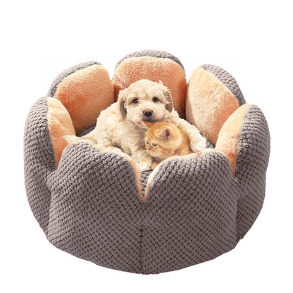 Large Cactus Flower Petal Shaped Pet Bed Comfy Cat Dog Nest (Grey, 60cm)