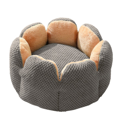 Large Cactus Flower Petal Shaped Pet Bed Comfy Cat Dog Nest (Grey, 60cm)