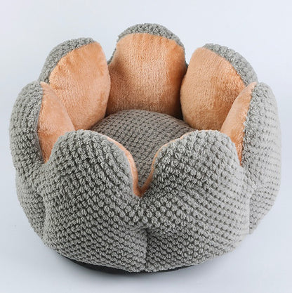 Large Cactus Flower Petal Shaped Pet Bed Comfy Cat Dog Nest (Grey, 60cm)