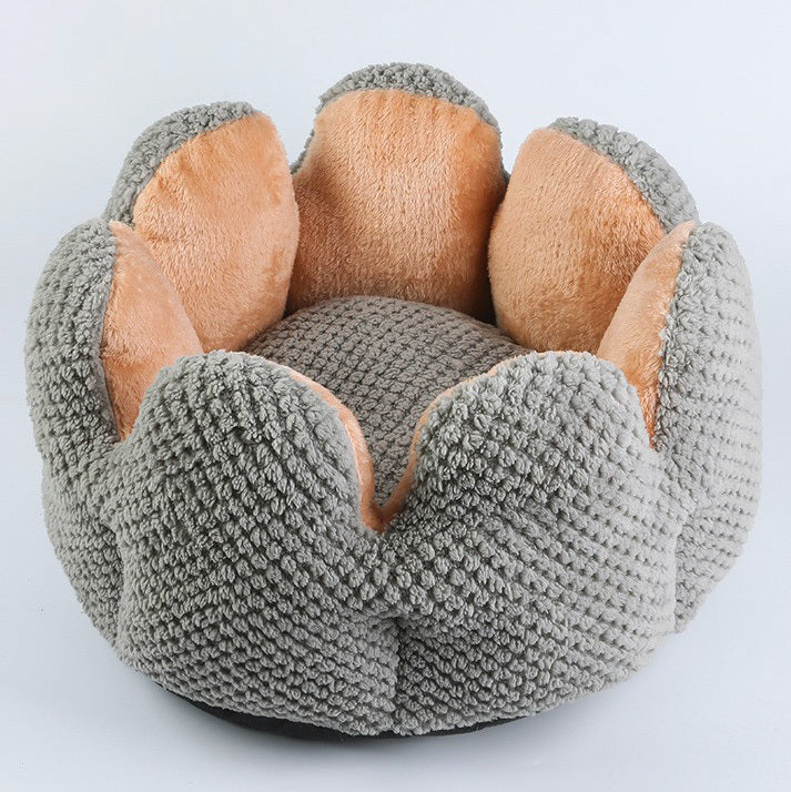 Cactus Flower Petal Shaped Pet Bed Comfy Cat Dog Nest (Grey, 50cm)