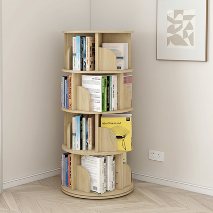 Sanctuary 360-degree Rotating 4 Tier Display Shelf Bookcase Organiser (Coastal Oak)
