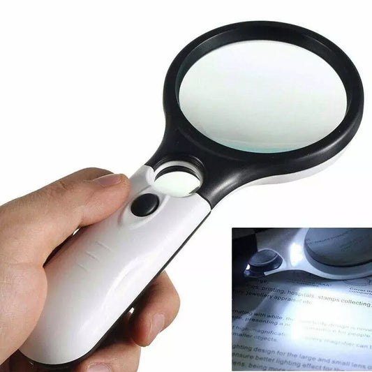 3 LED Illuminated 45x Magnifying Glass Reading Magnifier